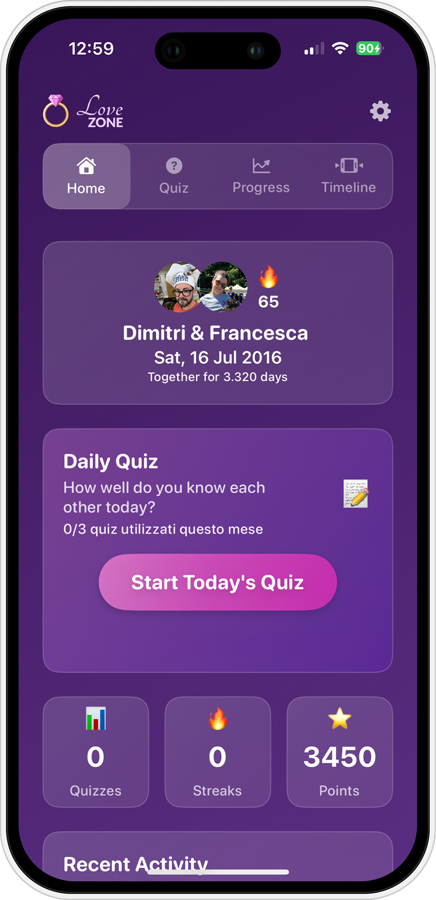 Love Zone App Dashboard